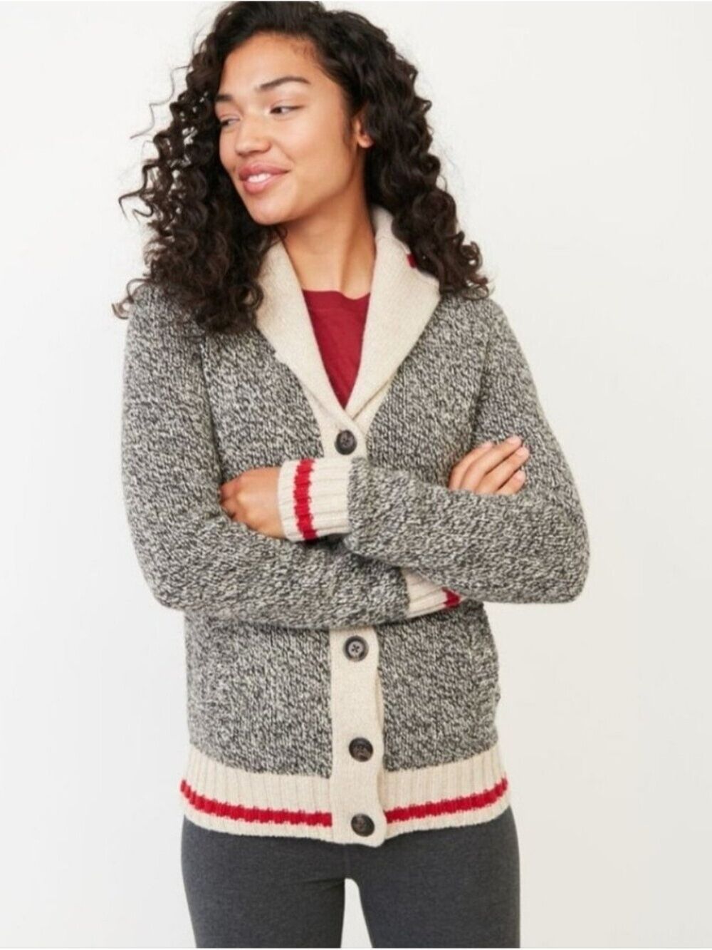 ROOTS | Heritage Cabin Shawl Cardigan Wool Sz M